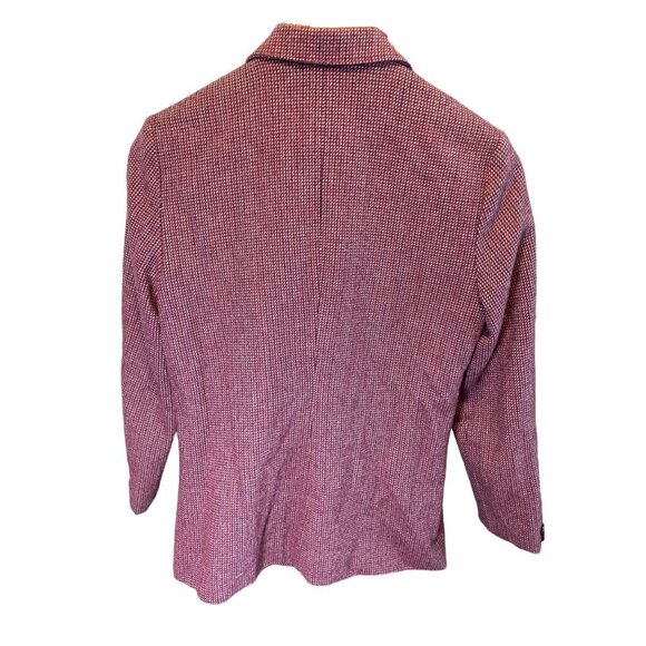 Vintage 80s 90s Red Tweed Wool Blend Single Button Blazer Jacket - Picture 2 of 9